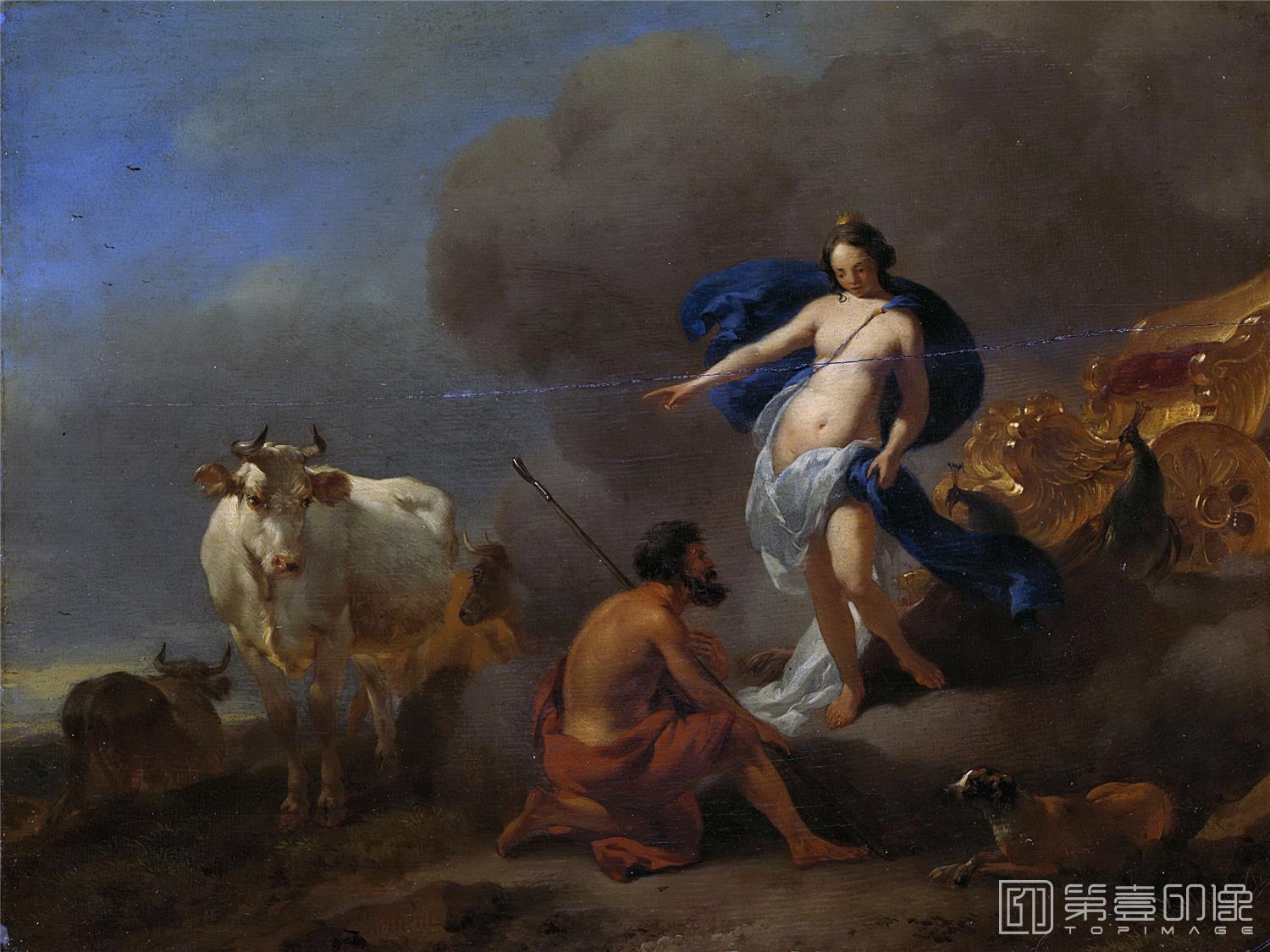 油画-荷兰阿姆斯特丹国家美术馆-Berchem Nicolaes Pietersz. Juno geeft Argus opdracht Io te bewaken. 1655 - 1683-0130